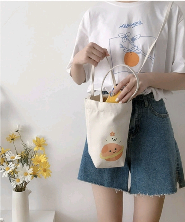곰돌이 캔버스 텀블러백 텀블러가방 드링크백 크로스백 이미지