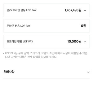 롯데면세점 LDF PAY 145만원 팝니다. 이미지
