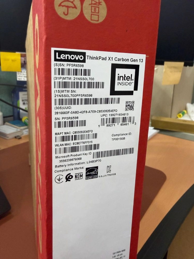 [미개봉] X1 Carbon Gen13 (Ultra 5 226V/16GB/1TB/Win 11 Pro)팝니다. 이미지
