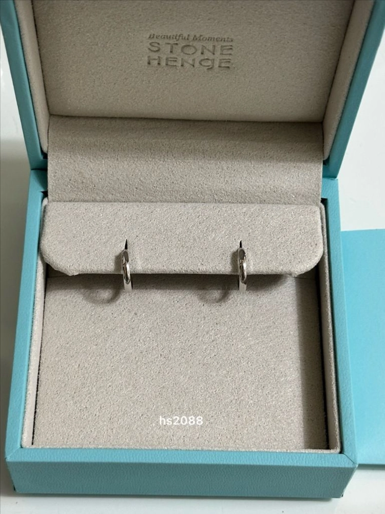 스톤헨지 14k 원터치 귀걸이 화이트골드 이미지
