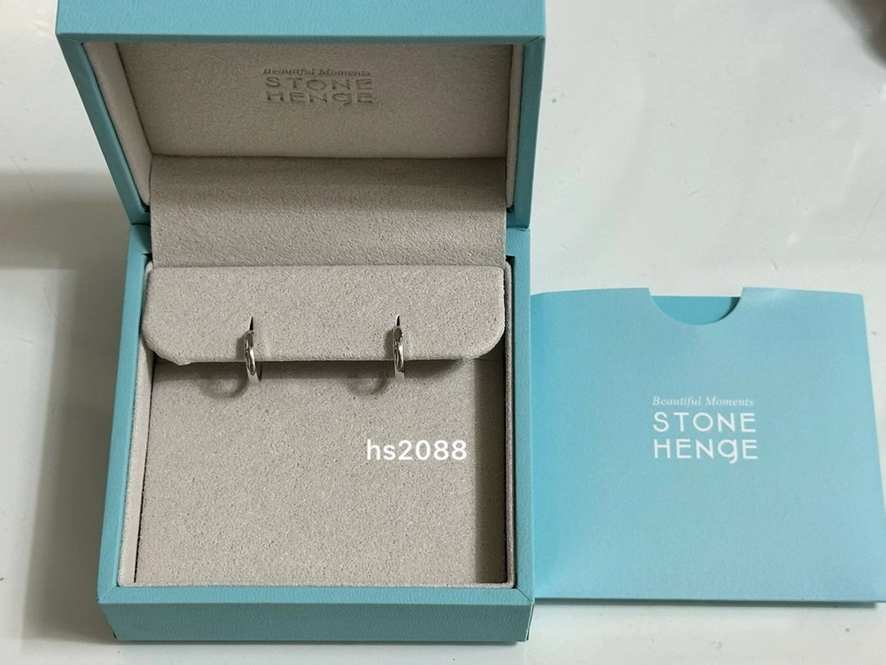 스톤헨지 14k 원터치 귀걸이 화이트골드 이미지