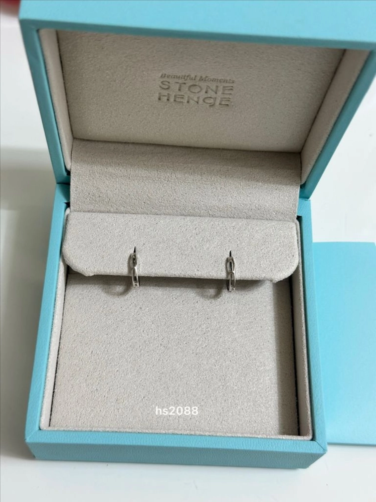스톤헨지 14k 원터치 귀걸이 화이트골드 이미지