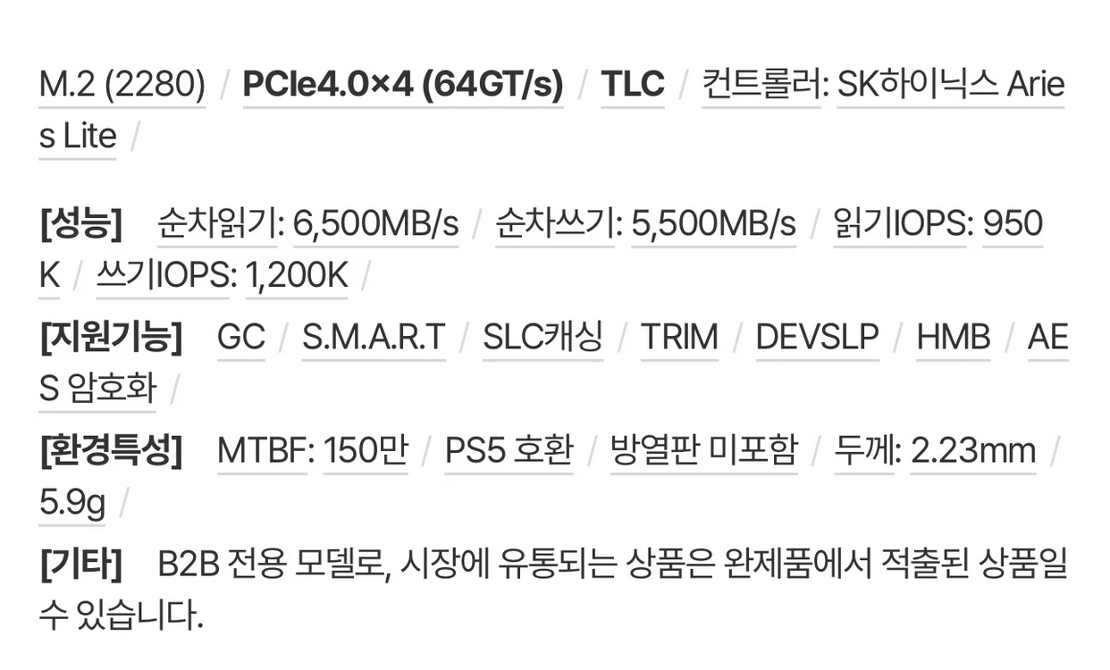 하이닉스pvc10 1TB 이미지