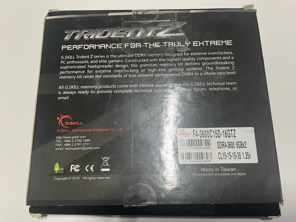 지스킬 트라이던트 DDR4 3600cl15 16GB 이미지