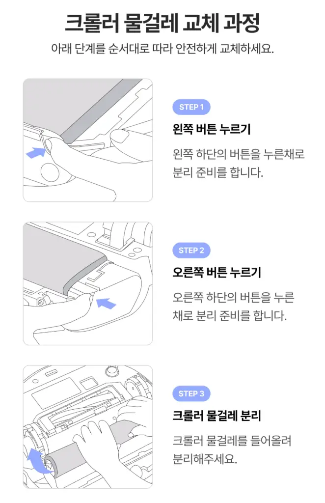 나르왈 Flow 로봇청소기 전용 크롤러 걸레 패드 3개 일괄(새상품) 이미지