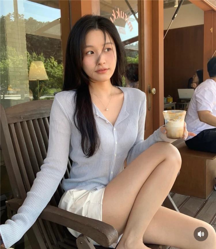 잇모멘텀 리베르 골지 가디건(시모어 도매택 이브가디건 동일) 소라색 이미지