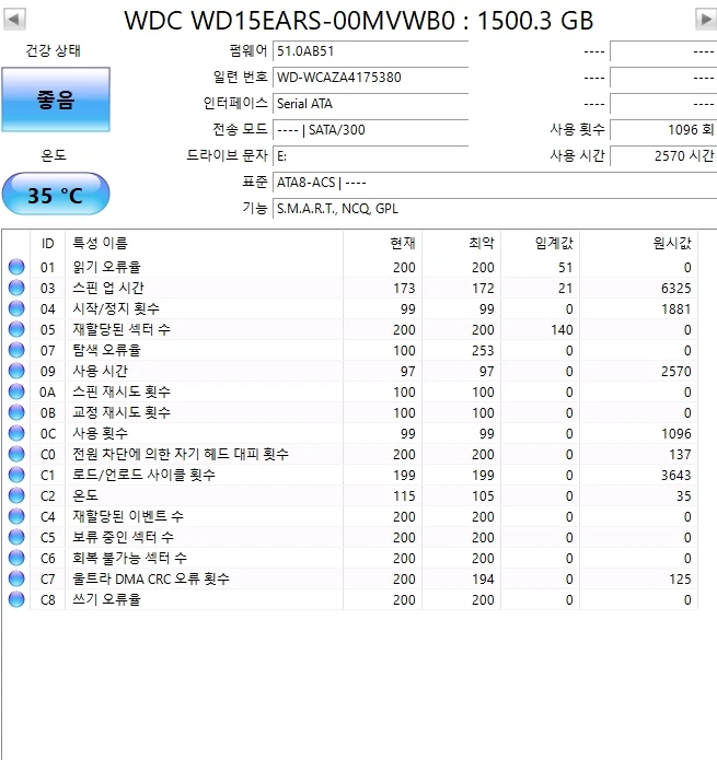 웬디 하드디스크 1.5테라 wd hdd 1.5tb 이미지