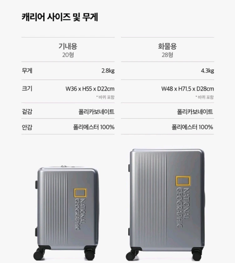 내셔널지오그래픽 캐리어 페이지 20인치 기내용 새제품 이미지