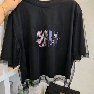 77이하 시스루망사 레이스보석 면티 이미지
