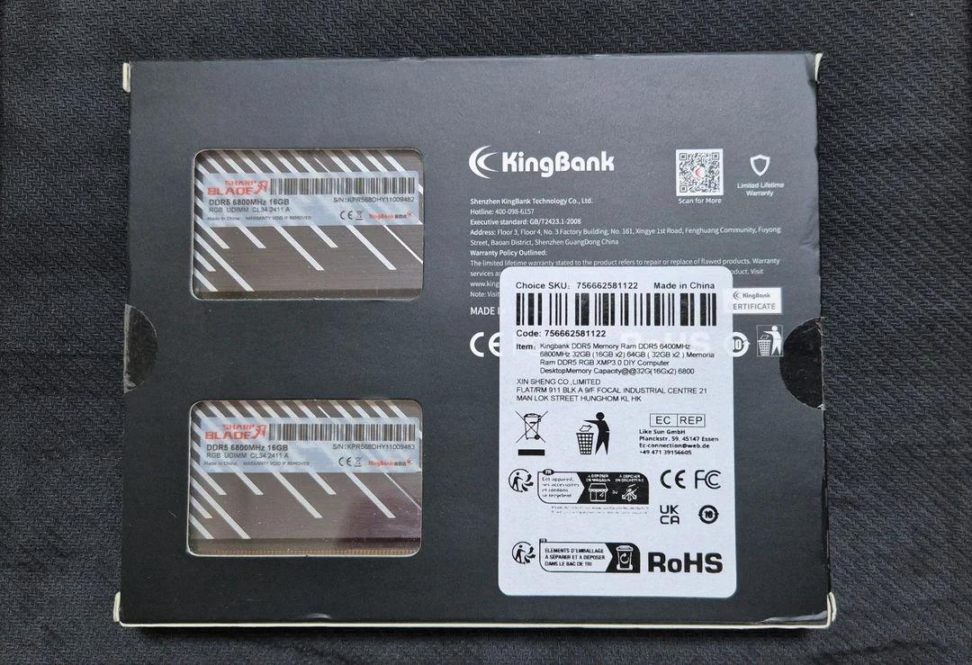 미개봉) 킹뱅크 DDR5 RGB 32GB 6800MHz CL34 하이닉스 A다이 램 새제품 - 안심되는 중고거래