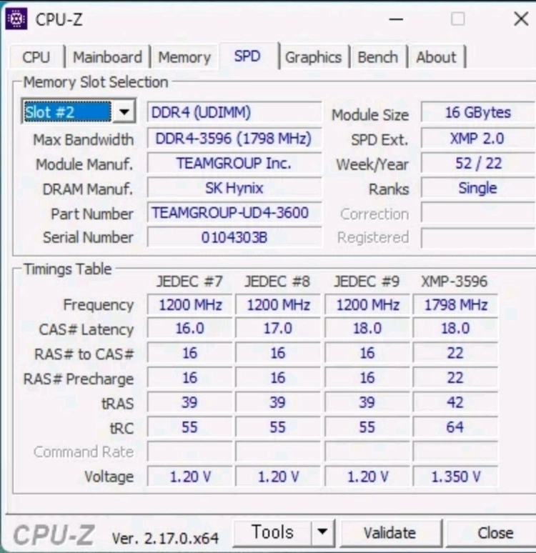 서린 팀그룹 ddr4 3600 16gb*2 32gb하이닉스칩 이미지