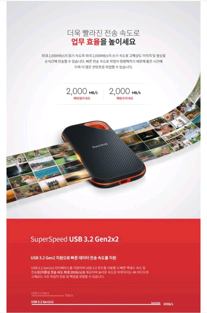 샌디스크 익스트림프로 포터블 ssd 4TB 이미지