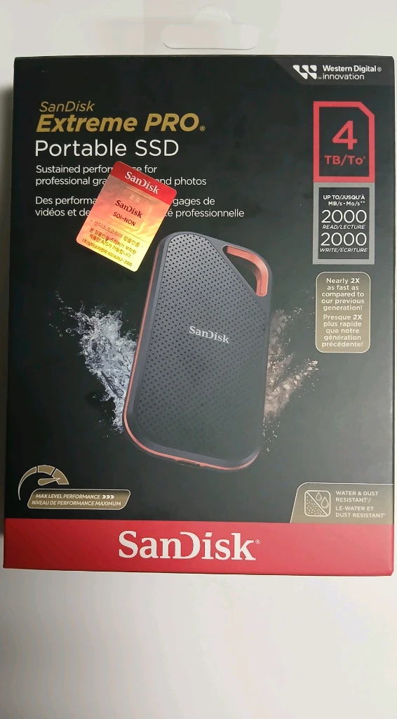 샌디스크 익스트림프로 포터블 ssd 4TB 이미지