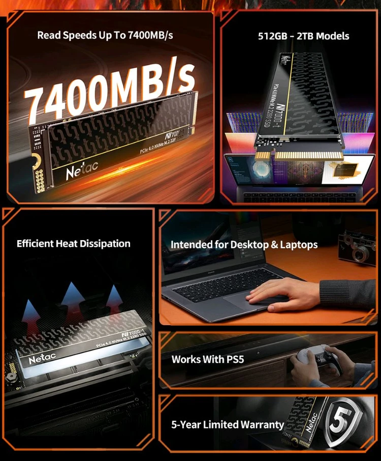 Netac NV7000-t 4TB M.2 NVMe SSD TLC Gen4(7400MB) 미개봉 새제품 이미지
