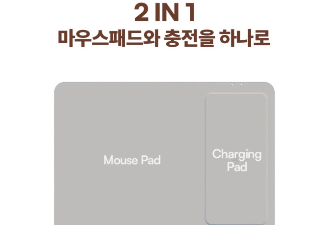 무선충전 마우스패드 WCPADM1, 라이트그래이 새제품 2개 이미지