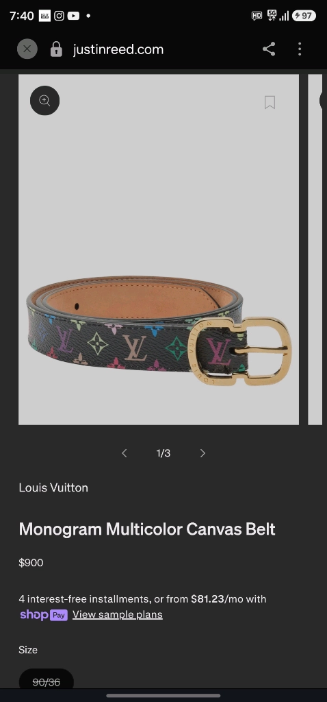 Louis Vuitton x Takashi Murakami Multicolour Belt 이미지