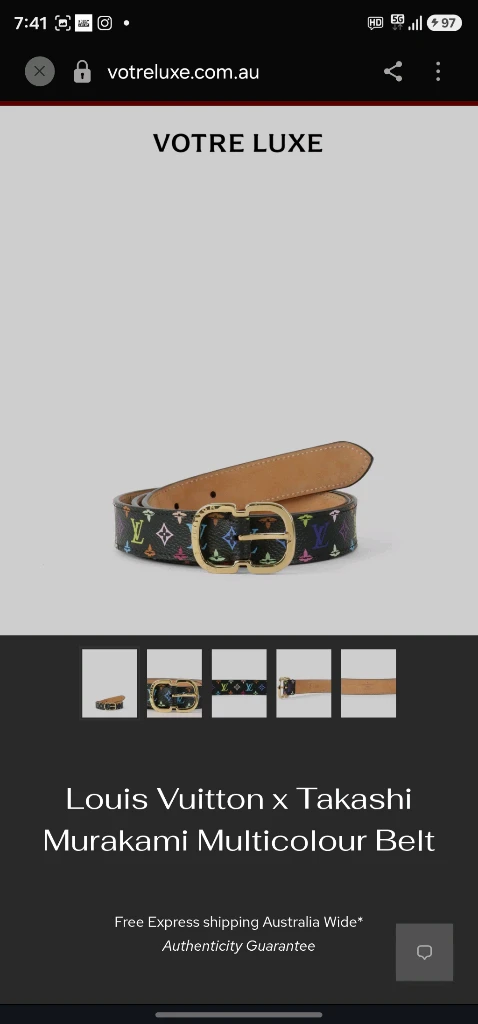 Louis Vuitton x Takashi Murakami Multicolour Belt 이미지