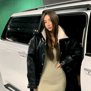 르라미 샐러 무스탕 레더 자켓 jk(블랙) 이미지