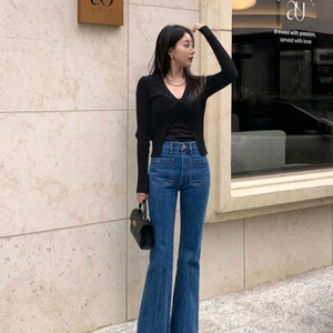 칙스라벨 H 슬림 부츠컷 콘데님(블루,XS,새상품) 이미지