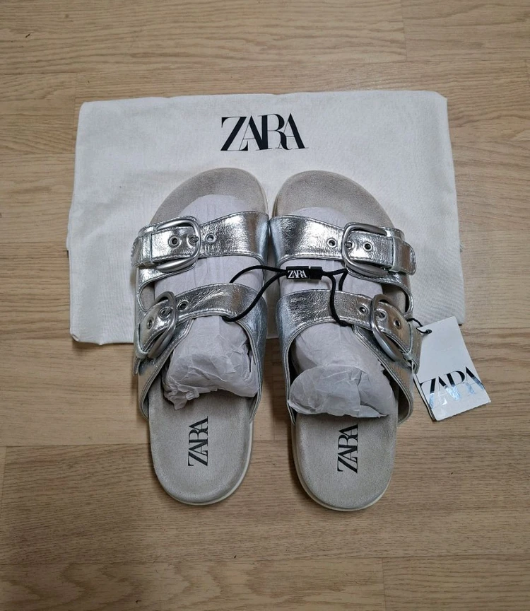 ZARA 실버 버클 스트랩 샌들 240 (새상품) 이미지