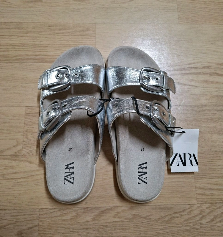 ZARA 실버 버클 스트랩 샌들 240 (새상품) 이미지