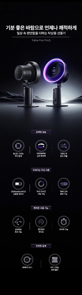 JISU 지수 탁상용 무선 선풍기 서큘레이터 엠비언트라이트 이미지
