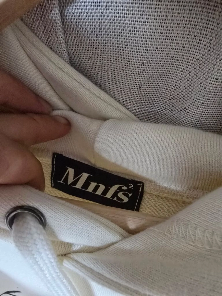 미뇽네프 노디플레스 슬로건 오버핏후드티 아이보리 이미지
