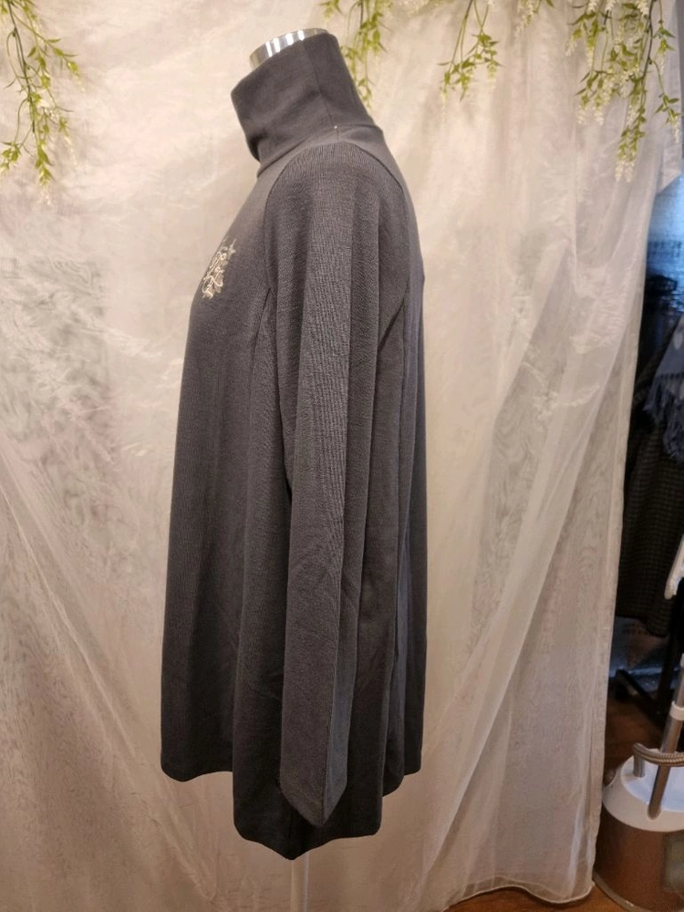 A라인 하이넥 롱 티셔츠 S 스판티 긴팔티 써스데이아일랜드 이미지