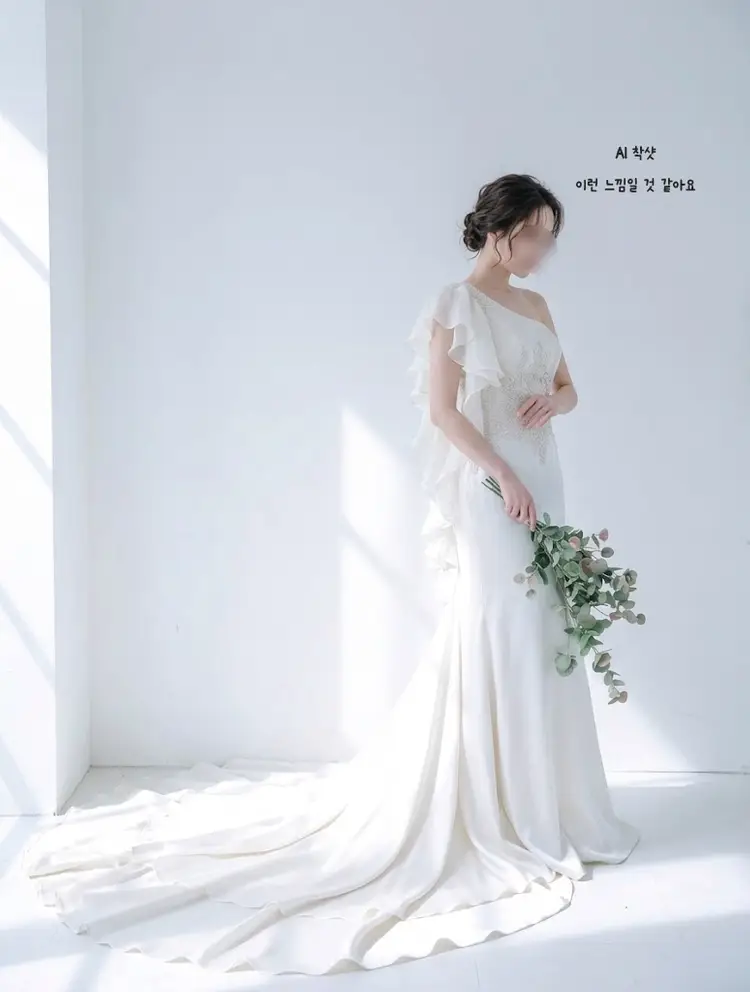 이탈리아 수입드레스 CARLO PIGNATELLI 100% 천연실크 원숄더 드레스 (셀프웨딩 야외스냅 연주회 무대 이미지
