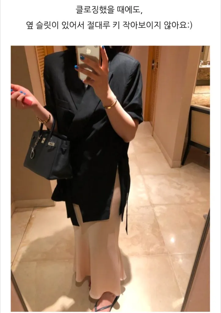 홍메리 드멜 마레 린넨 반팔 자켓 블랙 하객룩 이미지