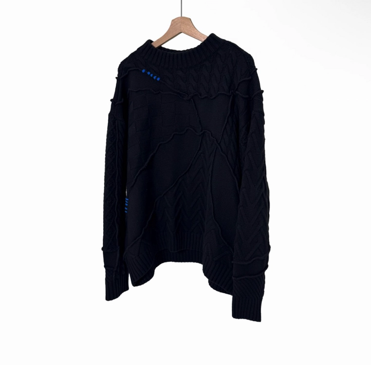 [L-XL] 아더에러 x 자라 남성 패치워크 오버사이즈 니트 스웨터 블랙 이미지