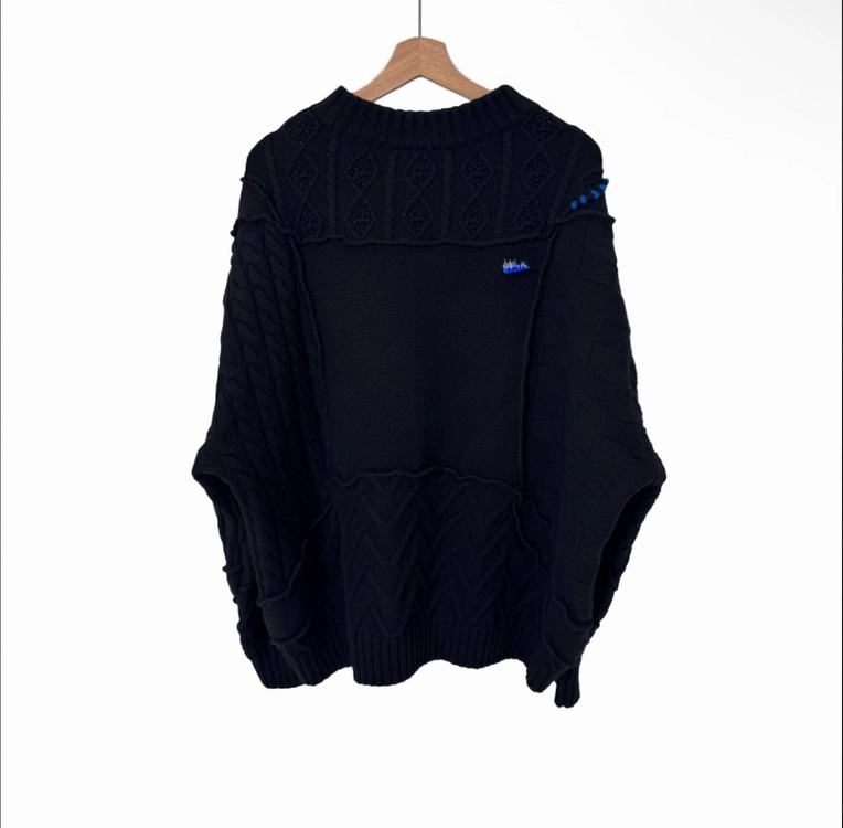 [L-XL] 아더에러 x 자라 남성 패치워크 오버사이즈 니트 스웨터 블랙 이미지