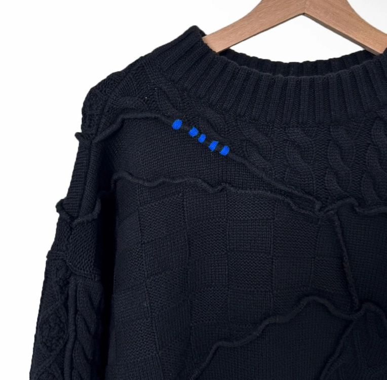[L-XL] 아더에러 x 자라 남성 패치워크 오버사이즈 니트 스웨터 블랙 이미지