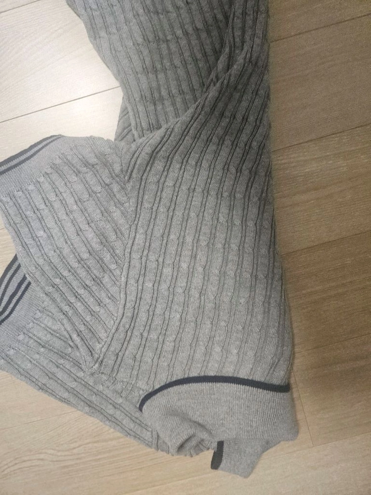 (르세라핌 채원착용버전)골지 카라 니트 원피스 그레이 이미지