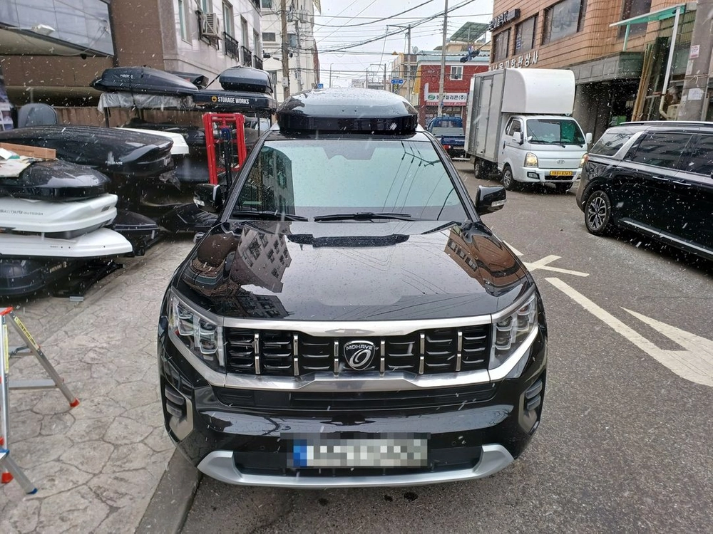 모하비더마스터 코토일체형루프박스 블랙유광 ,화이트유광 중고 2대 장착 이미지