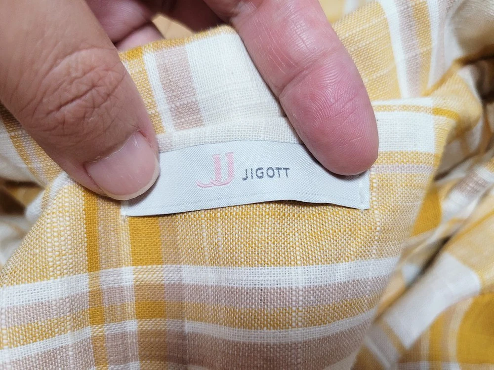 JJ지고트(JIGOTT) 체크 린넨원피스 55 이미지