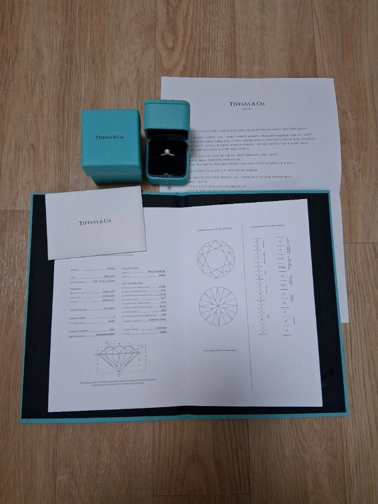 새상품)티파니 5.7부(0.57ct) 플래티늄 다이아 반지 이미지