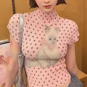 도트 패턴 반팔 니트 이미지