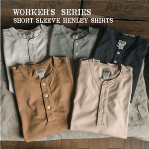 브론슨 헨리넥 반팔 티셔츠 (새제품) 10.6 oz Cotton Short Sleeve Henley Tee 이미지