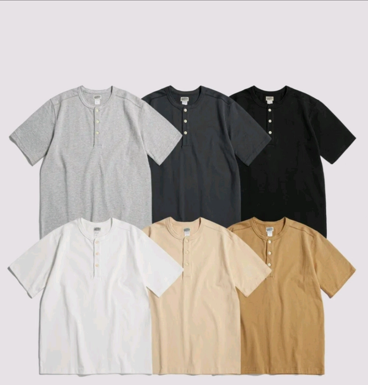 브론슨 헨리넥 반팔 티셔츠 (새제품) 10.6 oz Cotton Short Sleeve Henley Tee 이미지