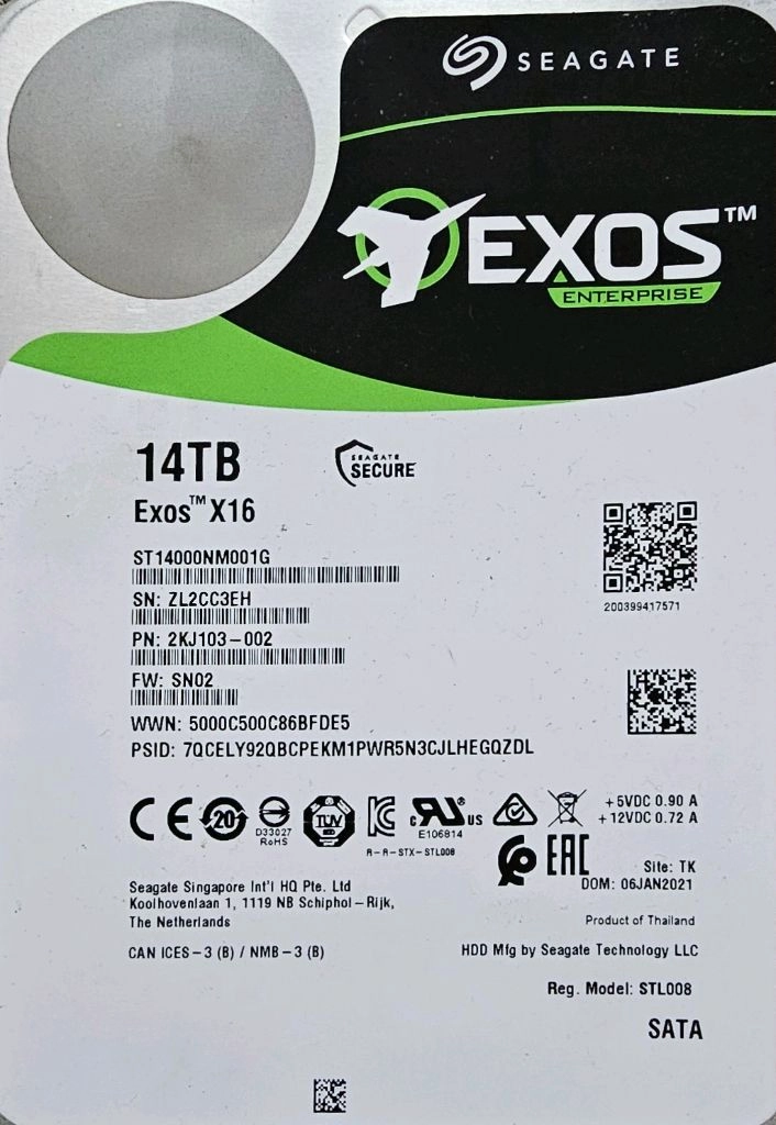 씨게이트 Exos x16 14TB HDD 하드디스크 이미지