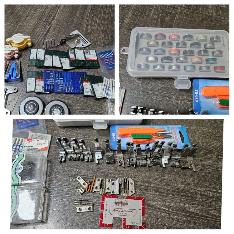 공업용 가정용 미싱 풀세트 저렴 일괄 (브라더 S-7300A / CT9000 / EX5200 + 엘나) 부자재 포함 이미지