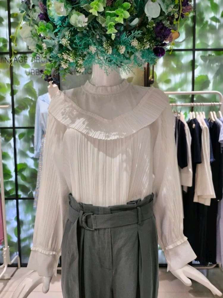 Dewell White Pleat Blouse (New Product) 이미지
