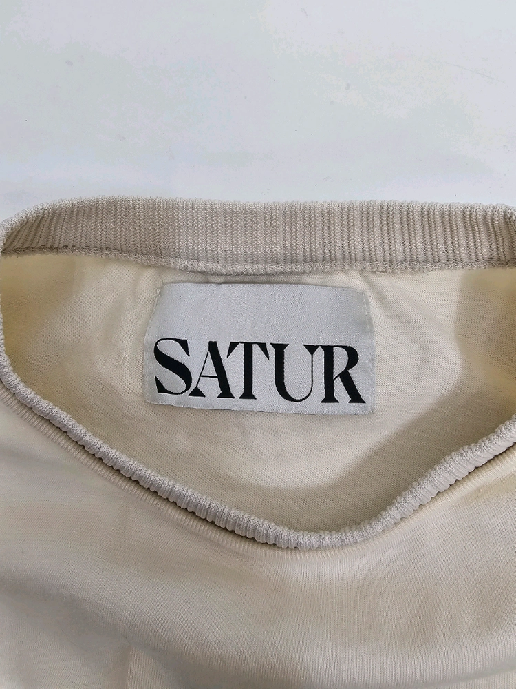SATUR 23SS 세터 로고 자수 보야지 반팔 티셔츠/ 남 95 아이보리 이미지