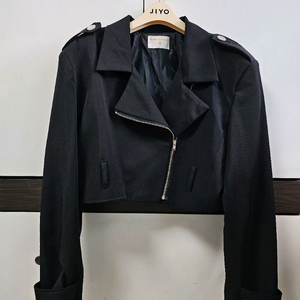 블랙 카라 정장 숏 자켓 이미지
