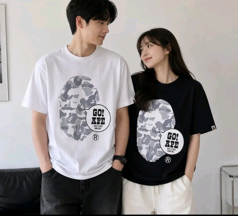 베이프 신상 하라주쿠 카모 반팔티 화이트/블랙 - 안심되는 중고거래