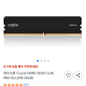 마이크론 Crucial DDR5-5600 CL46 PRO 16GB 램 이미지