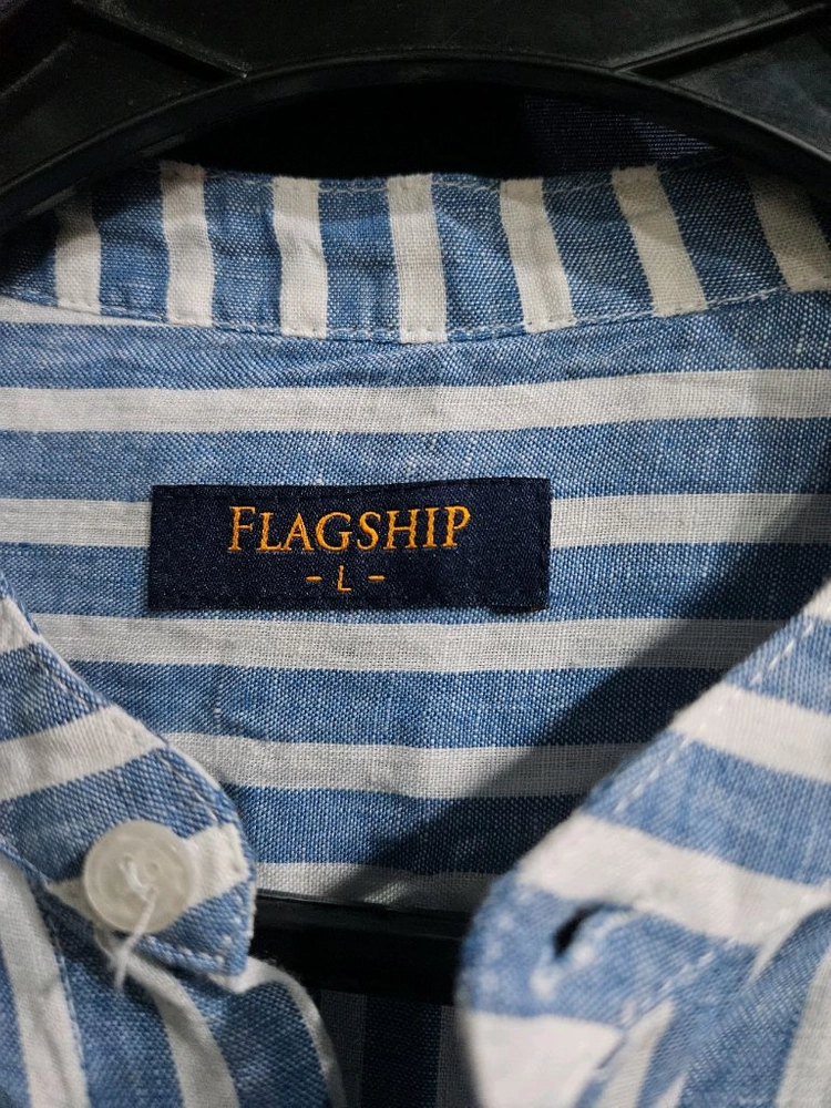 FLAGSHIP 줄무늬 남성 100 린넨 긴팔셔츠 이미지