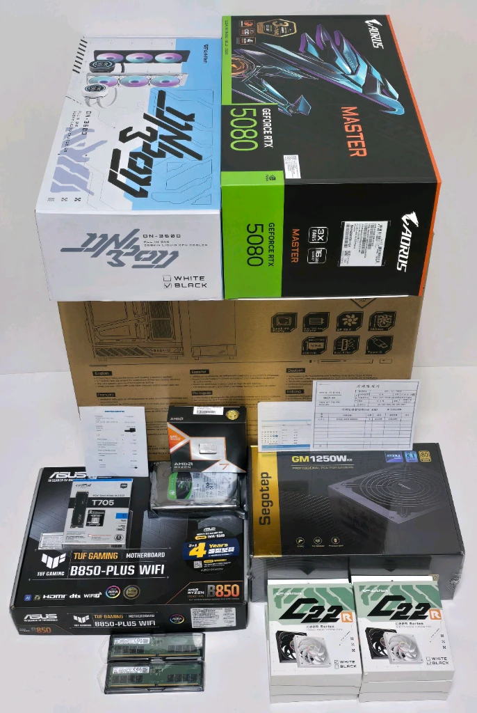 (9850X3D RTX5080 새제품) 32GB, B850, 수랭쿨러,1250W GOLD, 방송게이밍컴퓨터본체 이미지