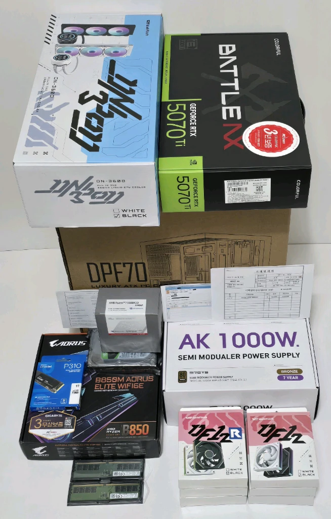 (새제품 반본체 수랭 블랙)9800X3D, 32GB, 1000W, 수랭쿨러, 방송게이밍컴퓨터본체 이미지